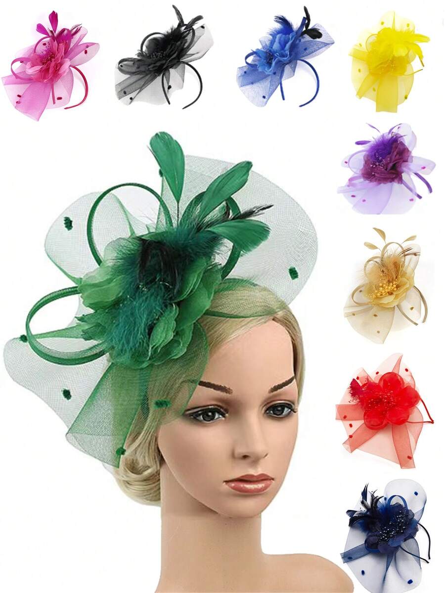 1Pc Fascinators Hats For Women Fancy Tea Party Hats Kentucky Derby Hats Hair Clip For Wedding Party Church Hats