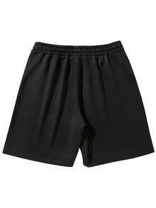 Shorts de sport casual d'été unicolore pour hommes - Noir - Voir 2