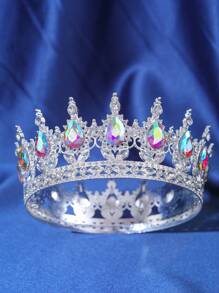 1 Stück Damen Stirnband mit Strass-Krone Dekor, luxuriöse Kopfbedeckung mit königlicher Krone, eleganter Braut-Haarschmuck für Veranstaltungen, Partys und Festlooks