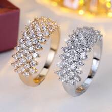 1pc Women's Fashion Luxury Zirconia Ring, High-End Party Jewelry, Holiday Gift
