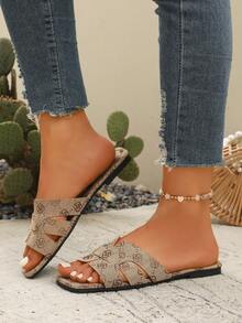 Damskie nowe modne sandały wsuwane z kwadratowym noskiem, uniwersalne paski Fisherman Slides