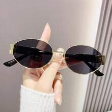 2pcs/1pc Of Ultra Light Oval Fashion Glasses, Y2K Brand Style Fashion Glasses, Casual And Outdoor Chic Accessories For Summer Women's Fashion Glasses, Women's Fashion Glasses, Autumn And Winter Clothing, Beach Accessories, Retro Y2K High-End Glasses, Business Leisure Gifts, Suitable For Daily Wear, Beach, Beach, Vacation, Walking, Shopping, Driving, Street Photography, Fashion Magazine Runway - Gold - View 15