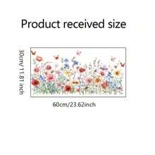 1 buc. Autocolant folie de plastic pentru ferestre cu model floral în stil grădină - Finisaj semi-mat autoadeziv, față-verso, autocolant decorativ din PVC pentru sticlă detașabil cu flori colorate și bujor, crizanteme sălbatice - Autocolante decorative dreptunghiulare de unică folosință pentru cameră, decorațiuni interioare, decorațiuni de perete, decorațiuni dormitor, decorațiuni baie, decorațiuni cameră, decorațiuni interioare, tapet pentru living, autocolante de perete, tapet, decorațiuni bucătărie, autocolante personalizate