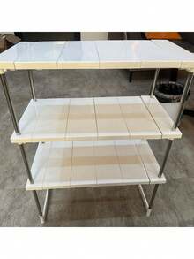 Expandable Kitchen Storage Shelf, Multipurpose Organization Cabinet, Multilayer Single Layer Cupboard Partition, Under Sink Shelf Rack, Stackable Stainless Steel Pipe Support, Suitable For Bathroom Storage, Wardrobe Clothes Arrangement, Kitchen Utensils,Back To School Season - Multicolor - View 12