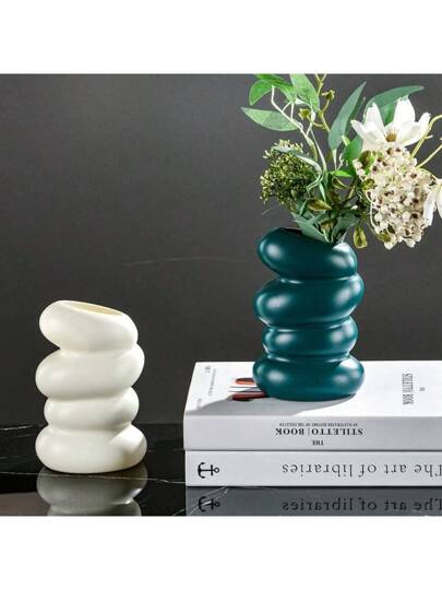 New Plastic Spiral Vase, Nordic Creative Flower Arrangement, Container Ornaments, Dry Wet Imitation Glaze, Melamine Pot Home Room Glass Vase view 4