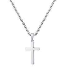 Stainless Steel Personalized Titanium Steel Cross Pendant Necklace - Solid Color Cross Single Layer Chain - View 6
