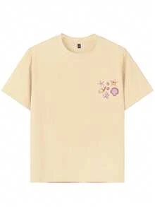 Teen Girls Tropical Print Short Sleeve T-Shirt, Student Youth Fashion Casual Comfortable Summer Top - Apricot - View 6