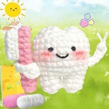 Beginner Crochet Kit Cute Teeth And Toothbrush Design, Easy To Follow DIY Craft Set, Equipped With Yarn And Accessories, Suitable For All Seasons(Accessories Come In Random Colors) - White - View 3