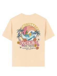 1pc Tropical Print Short Sleeve Tee For Tween Girls, Comfortable & Fashionable Summer Top For Young Students - Apricot - View 5