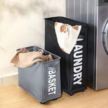 Wheeled Laundry Basket With Dust Cover Net, Waterproof Laundry Hamper For Washing - Black - View 2