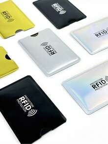 10 piezas de fundas protectoras contra escaneo, magnéticas, antirrobo y antiescáner RFID/NFC, de aluminio, para proteger tarjetas bancarias y de identificación - Multicolor - Ver 3