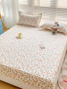 3PCS Skin-Friendly, Wear-Resistant, Fixed, Non-Slip, 360-Degree Wrapped Mattress Cover Printed Bed Skirt Newitory Student Bunk Bed Mattress Protector, No Fluorescent Agent, Can Be Slept Naked Skin-Friendly Sweat Absorption Moisture-Proof Soft Hand