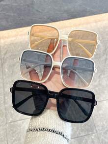 3pcs Women Multicolor Personalized Square Frame Full Frame Spring Summer Bright Colors Fashion Y2K Street Style Glasses For Tropical Beach Vacay Musical Festival Outdoor Street-Photography Accessories For Summer Beach Vacation, Outdoor, Travel - 3pcs Black Rice Blue Powder Combination - View 2