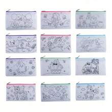 1 套 DIY 涂鸦包套装 - 彩色可重复使用动物艺术派对礼品袋 - 无纺布帆布袋，返校 - 彩色 - 查看 12