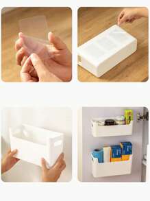 1pc Kitchen Cabinet Door Inner Storage Box, Wall Mounted Non Perforated Cabinet, Cling Film Hanger, Bathroom Storage Rack, Household Cabinet Storage Box Cleaning Tool Storage Box, Storage Rack, And Storage Basket. Cabinet Storage .