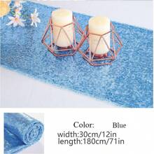 2 Stücke blaue Pailletten-Tischdecke 30 cm x 180 cm, glitzernde Party-Tischdecke geeignet für Hochzeit, Bridal-Shower, Geburtstag, Abschlussfeier, Bankett, Restaurant, Hotel Dekoration