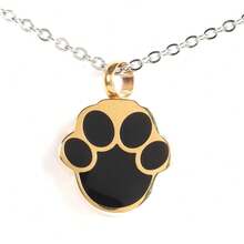 Collar relicario para cenizas de mascotas, colgante en forma de huella y urna, color dorado. - Dorado - Ver 10