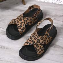 Women's Shoes, Fashionable And Comfortable Thick Soled Cross Strap Sandals For Women. Original Color Design Is Very Popular In The Fashion Industry, And Leopard Print Patterns Not Only Have Unique Visual Effects. - Rust Brown - View 9