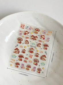 浮雕美甲贴纸 中国红喜庆风格指甲贴纸 美甲贴花 适合中式美甲搭配DIY配件 - 紅色 - 查看 18