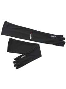 1 Pair Unisex Anti-UV Cooling Arm Sleeves With Half Finger Gloves, Summer Sunscreen Sweat Absorbing Arm Guards With Non-Slip Palm, Sun Protection Ice Sleeves For Men And Women, Outdoor Sports, Cycling, Driving, Ice Feeling Half Finger Touch Screen Sleeves, UV Resistant Arm Protection Gloves, Thin Long Arm Ice Sleeves