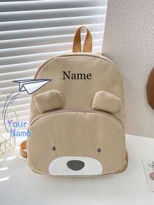 1PC Cute Children's Personalized Corduroy Customized Animal Backpack, Animal Backpack Can Be Customized Name, Suitable For Children's School Backpack | Back To School Gift, Creative Children's Day Gift, Children's Travel Backpack, Leisure Backpack, Perfect Gift Between Friends, Suitable For Daily Use,Multi-Functional,Ornamental,Letter,Stylish,Modern,Colorful,Cute,Adorable,Casual,Custom,Personalised,Unique,Customized,Ideal Gifts For Him,Ideal Gifts For Her - Type 1 - View 3