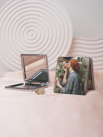 Katlanabilir Kompakt Makyaj Aynası, Deri Kılıflı Hafif ve Ultra İnce El Aynası, Çeşitli Durumlar ve Tüm Kullanıcılar İçin Uygun, Kolay Taşıma İçin Katlanabilir Kare Şekil