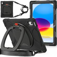 Shockproof Kids Case For IPad Pro 11" (2018-2024)/Air 11" (4th/5th) & IPad 10.9"/10.2" - 360° Rotating Stand, Pencil Holder | Silicone Protective Cover With Handle Grip - Black - View 3