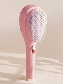 1/2pcs Retractable Self-Cleaning Anti-Static Comb, One-Button Comb, Scalp Massage Brush Suitable For All Hair Types, Easy To Detach And Clean (Pink And Beige (Button)), Note: The Product Material Is Sturdy