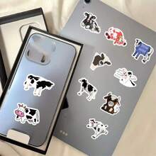 60 Peças Adesivos com Estampa de Vaca, Desenho Fofo de Vaca para Case de Celular, Laptop, iPad, Diário, Decoração de Copo de Bebida e Projetos DIY, Material Escolar, Volta às Aulas