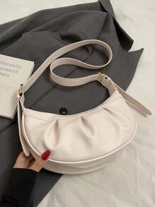 1buc geantă de mână în formă de nor cu volan pentru femei, geantă de mână cu umăr cu design nou la modă, geantă din piele PU, de culoare solidă, simplă, elegantă, ocazională, potrivită pentru întâlniri, cumpărături, versatilă