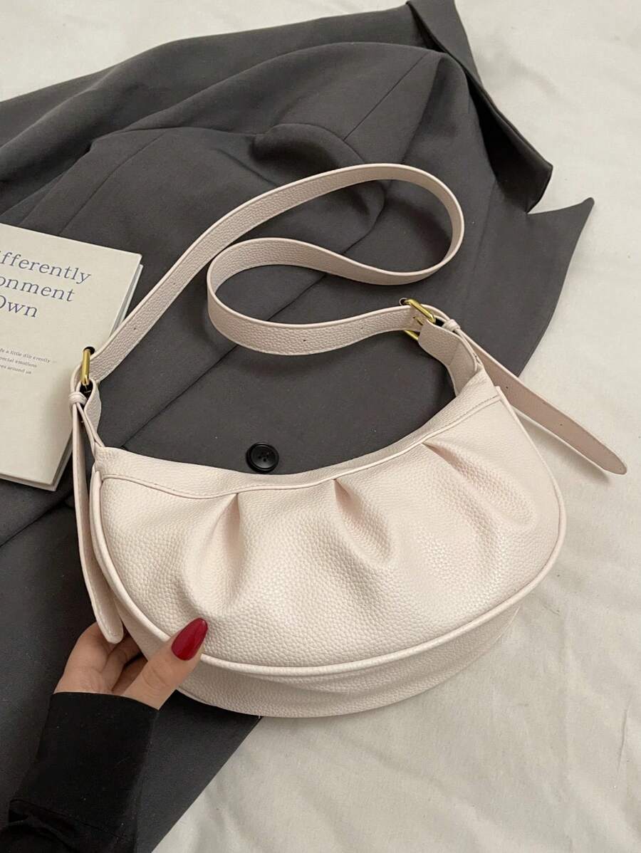 1buc geantă de mână în formă de nor cu volan pentru femei, geantă de mână cu umăr cu design nou la modă, geantă din piele PU, de culoare solidă, simplă, elegantă, ocazională, potrivită pentru întâlniri, cumpărături, versatilă