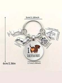 Cute Pet Dachshund Keychain, Alloy Dog Tag Keyring For Wallet, Backpack, Pet Lover, Dog Mom & Dad Gifts - Multicolor - View 2