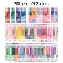 256/202/162/36/9/6 couleurs Set de stylos gel couleur dégradé avec baril transparent 0,6 mm pointe bille marqueur surligneurs. Convient pour le dessin, la mise en évidence, la prise de notes d'étudiants, la réalisation de manuels, l'usage de bureau, rentrée scolaire