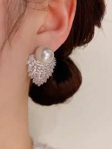 5 对优雅法式复古奢华仿珍珠、裂釉、风车、花卉、火焰装饰耳环套装