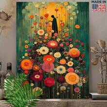 1pc Framed Canvas Wall Art 2D Flat Print Gustav Klimt-Style Painting Of A Garden Full Of Flo Wall Art For Living Room Bedroom Kitchen Decoration, Ready To Hang - khác - Xem 1
