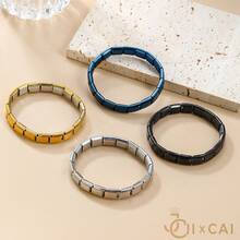 JICAI BISUTETIA Pulsera de acero inoxidable ,pulsera italiana , pulsera de moda elástica unisex , joyería versátil y con estilo personalizada - Oro rosa - Ver 6