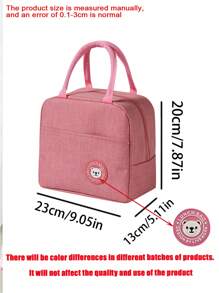 1pc Large Capacity Bear Pattern Insulated Lunch Bag, Waterproof And Oil-Proof Lunch Tote Bag For Students, Office Workers, Reinforced Aluminum Foil Lining, Oxford Cloth Insulated Lunch Box