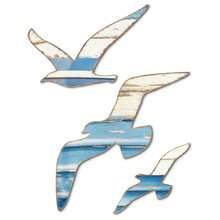 Decorate 3 And 1 Pieces Of Wood, Nautical Decoration, Seagull Wall Decoration, Nautical Coastal Theme Wall, Art Adhesive, Seagull Wall Sculpture, Seabird Lake House, Ocean Decoration, Retro Decoration, Family Bathroom - Blue - View 9