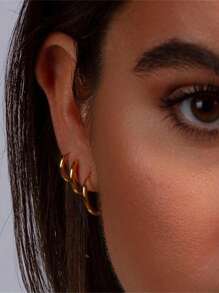 Set de 8 aros de aro grueso de acero inoxidable para mujer y hombre, chapados en oro de 18 quilates, para cartílago de la oreja