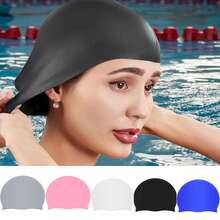 1 Pack Silicone Swim Cap Waterproof Non-Slip Comfortable Swim Cap High Elastic Swim Cap Unisex Swimming Equipment, Beach Essentials, Beach Accessories, Pool Float - Multicolor - View 1