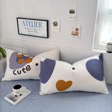1 pièce/2 pièces de nouvelle housse d'oreiller, housse d'oreiller style enveloppe amicale pour la peau, sans agent de blanchiment optique, absorbant l'humidité, douce, lavable, antibactérienne, épaisse, linge de lit chaud pour la chambre à coucher, la chambre d'amis, le dortoir, la chambre des enfants, toutes saisons