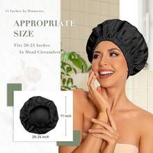 Gorro de Ducha Reutilizable para Mujeres, Gorro de Ducha Impermeable, Gorro de Baño Lavable con Banda Elástica para Cabello Largo, Trenzas (Rosa) - Negro y gris - Ver 4
