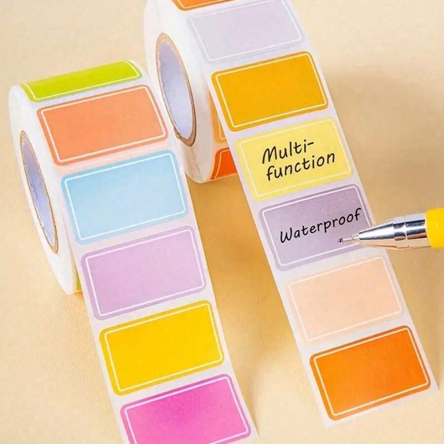 Approx. 500pcs Colorful Label Stickers, Waterproof Self-Adhesive Labels For Handwritten Names, Index Stickers, Storage & Organization,School Supplies,Back To School