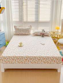 3PCS Skin-Friendly, Wear-Resistant, Fixed, Non-Slip, 360-Degree Wrapped Mattress Cover Printed Bed Skirt Newitory Student Bunk Bed Mattress Protector, No Fluorescent Agent, Can Be Slept Naked Skin-Friendly Sweat Absorption Moisture-Proof Soft Hand