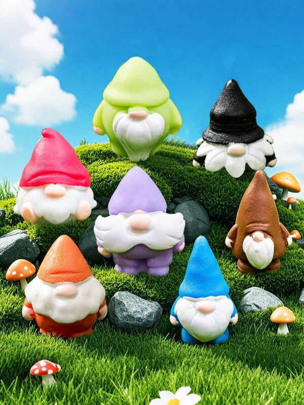 15/7 peças de estatuetas criativas de gnomos de jardim de resina, decoração de estátuas de gnomos de desenho animado fofos, adequadas para casa, mesa, micro paisagismo, jardim, painel de carro