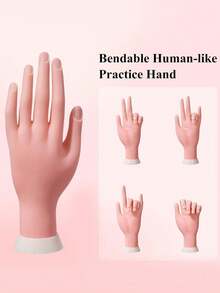 Right Hand Flexible Fingers Nail Art Practice Model, Fake Hand Display Model For Nail Art Creation, Left Hand Nail Art Tool - Multicolor - View 6