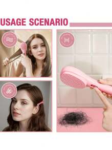 1/2pcs Retractable Self-Cleaning Anti-Static Comb, One-Button Comb, Scalp Massage Brush Suitable For All Hair Types, Easy To Detach And Clean (Pink And Beige (Button)), Note: The Product Material Is Sturdy