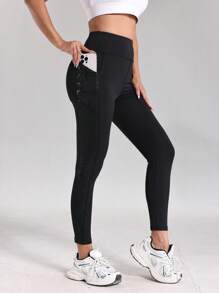 Hot Gold High Waisted Hip Lifting Casual Sports Yoga Pants With Pockets, Slim And Comfortable, Suitable For Running Yoga Fitness