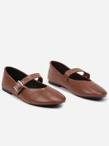 Mary Jane-stijl platte ballerina's met metalen gesp