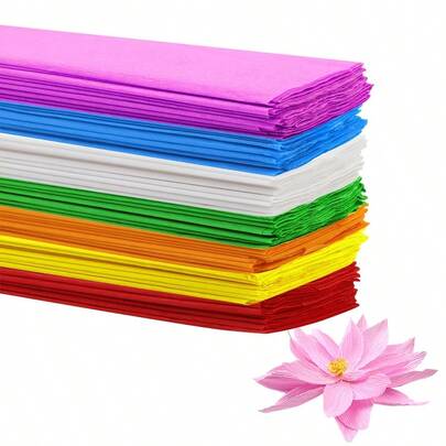 10 hojas de papel crepé de colores vibrantes y variados en rollos para manualidades con flores DIY, perfecto para rosas, claveles, decoración de bodas y proyectos creativos